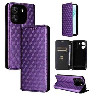 For Blackview Wave 6C Cubic Grid Texture Flip Leather Phone Case(Purple)