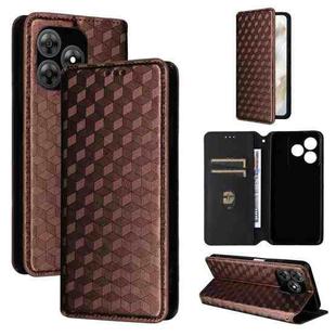 For Blackview Wave 8C Cubic Grid Texture Flip Leather Phone Case(Brown)
