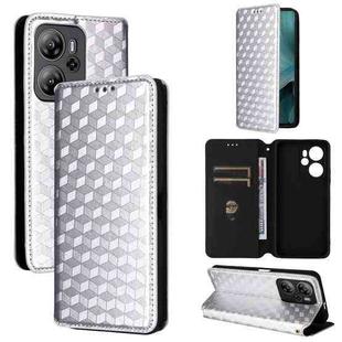 For Blackview Oscal Tiger 13 Cubic Grid Texture Flip Leather Phone Case(Silver)