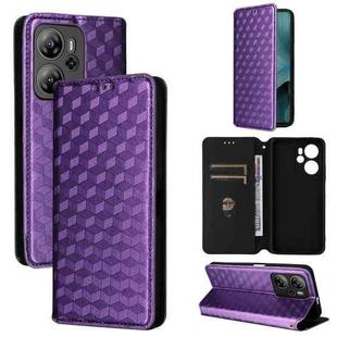 For Blackview Oscal Tiger 13 Cubic Grid Texture Flip Leather Phone Case(Purple)