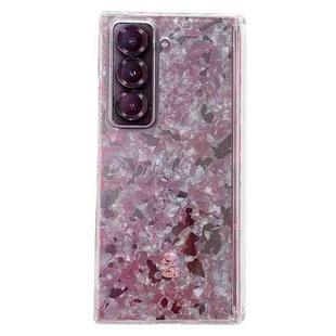 For Samsung Galaxy Z Fold Special Magnetic Axis Pearlescent Shell Texture Phone Case(Pink Green)