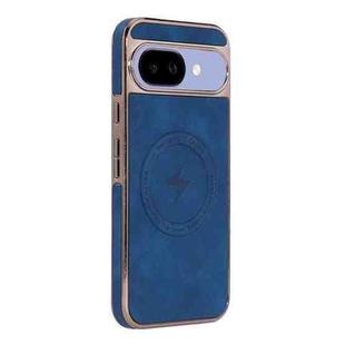 For Google Pixel 9a Electroplated PC Sheepskin Invisible Magnetic MagSafe Phone Case(Blue)