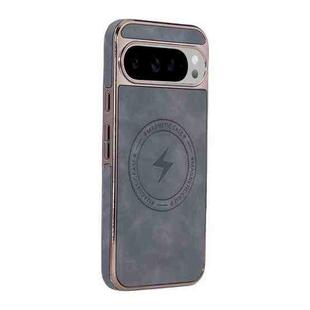 For Google Pixel 9 Pro XL Electroplated PC Sheepskin Invisible Magnetic MagSafe Phone Case(Grey)
