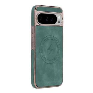 For Google Pixel 9 Pro XL Electroplated PC Sheepskin Invisible Magnetic MagSafe Phone Case(Green)