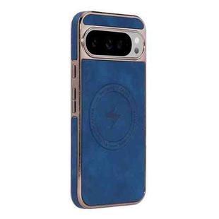 For Google Pixel 9 Pro XL Electroplated PC Sheepskin Invisible Magnetic MagSafe Phone Case(Blue)