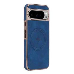 For Google Pixel 9 / 9 Pro Electroplated PC Sheepskin Invisible Magnetic MagSafe Phone Case(Blue)