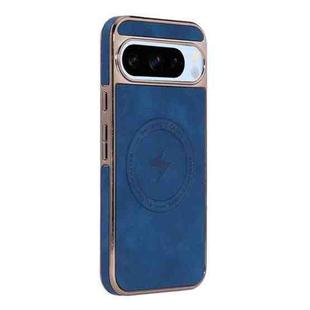 For Google Pixel 8 Pro Electroplated PC Sheepskin Invisible Magnetic MagSafe Phone Case(Blue)