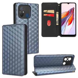 For Redmi 12C / 11A 4G Cubic Grid Texture Flip Leather Phone Case(Blue)