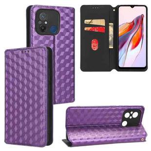 For Redmi 12C / 11A 4G Cubic Grid Texture Flip Leather Phone Case(Purple)