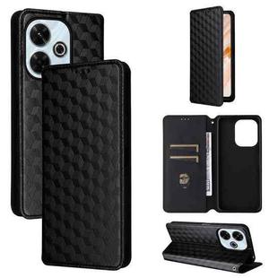 For Redmi 13 4G / Note 13R 5G Cubic Grid Texture Flip Leather Phone Case(Black)