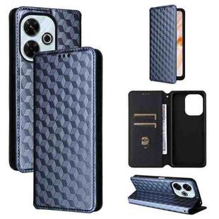 For Redmi 13 4G / Note 13R 5G Cubic Grid Texture Flip Leather Phone Case(Blue)