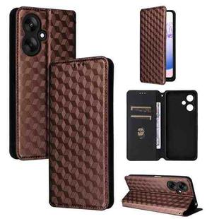 For Redmi 13C 5G / 13R 5G Cubic Grid Texture Flip Leather Phone Case(Brown)