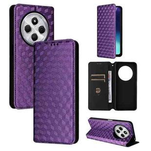 For Redmi 14C 4G Cubic Grid Texture Flip Leather Phone Case(Purple)