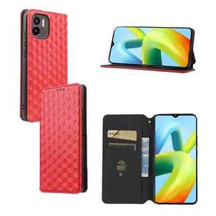 For Redmi A1 2022 Cubic Grid Texture Flip Leather Phone Case(Red)