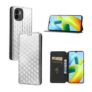 For Redmi A1 2022 Cubic Grid Texture Flip Leather Phone Case(Silver)