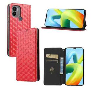 For Redmi A1+ Cubic Grid Texture Flip Leather Phone Case(Red)