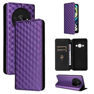 For Redmi A3 Cubic Grid Texture Flip Leather Phone Case(Purple)
