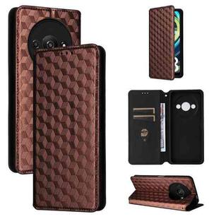 For Redmi A3 Cubic Grid Texture Flip Leather Phone Case(Brown)