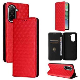 For Redmi A5 4G 171.7mm / Xiaomi Poco C71 Cubic Grid Texture Flip Leather Phone Case(Red)