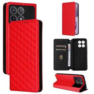 For Redmi K70 / K70 Pro Cubic Grid Texture Flip Leather Phone Case(Red)