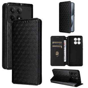 For Redmi K70E / Xiaomi Poco X6 Pro Cubic Grid Texture Flip Leather Phone Case(Black)