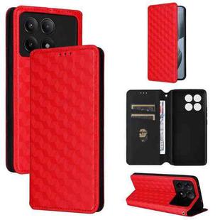 For Redmi K70E / Xiaomi Poco X6 Pro Cubic Grid Texture Flip Leather Phone Case(Red)