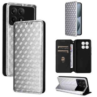 For Redmi K70E / Xiaomi Poco X6 Pro Cubic Grid Texture Flip Leather Phone Case(Silver)