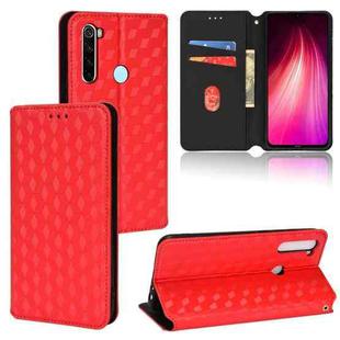 For Redmi Note 8 2021 Cubic Grid Texture Flip Leather Phone Case(Red)