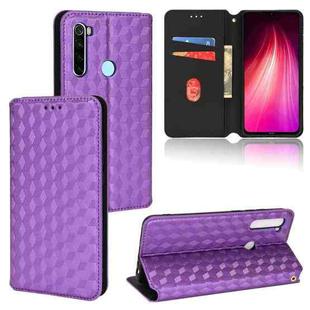 For Redmi Note 8 2021 Cubic Grid Texture Flip Leather Phone Case(Purple)