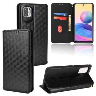 For Redmi Note 10 JE Cubic Grid Texture Flip Leather Phone Case(Black)