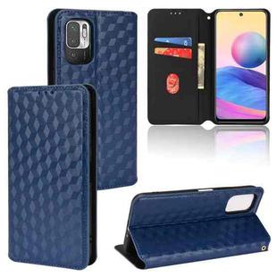 For Redmi Note 10 JE Cubic Grid Texture Flip Leather Phone Case(Blue)