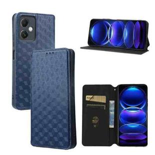 For Redmi Note 12 5G Global Cubic Grid Texture Flip Leather Phone Case(Blue)