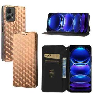 For Redmi Note 12 Pro+ 5G Global Cubic Grid Texture Flip Leather Phone Case(Brown)
