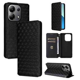 For Redmi Note 13 4G Cubic Grid Texture Flip Leather Phone Case(Black)