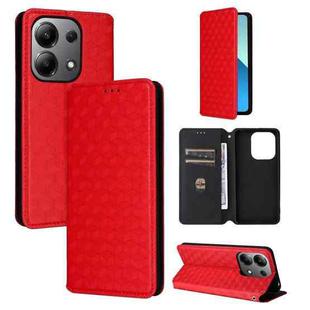 For Redmi Note 13 4G Cubic Grid Texture Flip Leather Phone Case(Red)