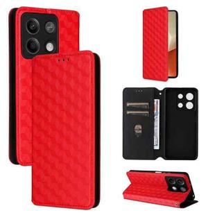 For Redmi Note 13 5G Cubic Grid Texture Flip Leather Phone Case(Red)