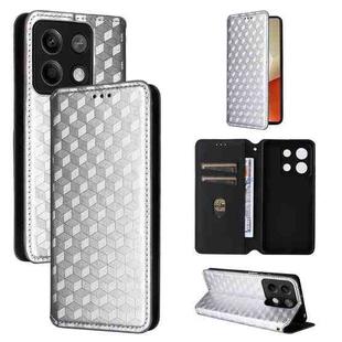 For Redmi Note 13 5G Cubic Grid Texture Flip Leather Phone Case(Silver)