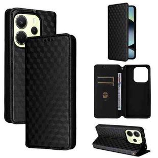 For Redmi Note 14 4G 163.25mm Cubic Grid Texture Flip Leather Phone Case(Black)