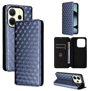 For Redmi Note 14 4G 163.25mm Cubic Grid Texture Flip Leather Phone Case(Blue)