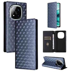 For Redmi Note 14 Pro+ 5G Cubic Grid Texture Flip Leather Phone Case(Blue)