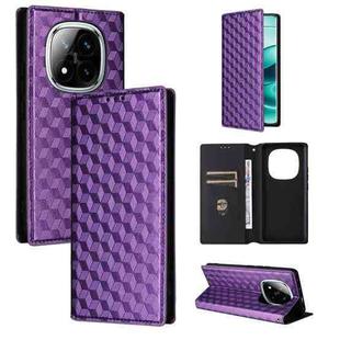 For Redmi Note 14 Pro+ 5G Cubic Grid Texture Flip Leather Phone Case(Purple)