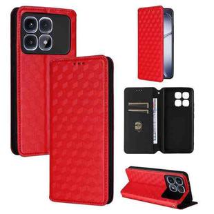 For Redmi K70 Ultra Cubic Grid Texture Flip Leather Phone Case(Red)