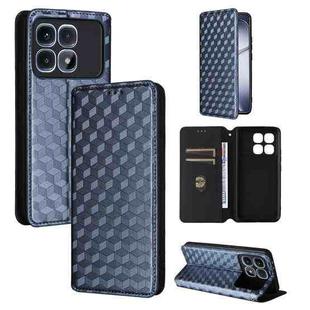 For Redmi K70 Ultra Cubic Grid Texture Flip Leather Phone Case(Blue)