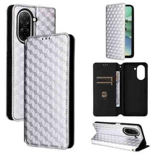 For Redmi A5 4G 173.3mm Cubic Grid Texture Flip Leather Phone Case(Silver)