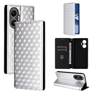 For Redmi Turbo 4 Pro 5G Cubic Grid Texture Flip Leather Phone Case(Silver)