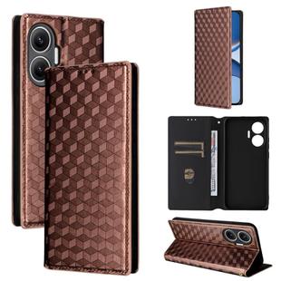 For Redmi Turbo 4 Pro 5G Cubic Grid Texture Flip Leather Phone Case(Brown)