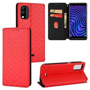 For BLU C5 Max Cubic Grid Texture Flip Leather Phone Case(Red)