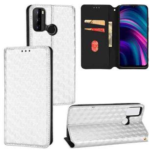 For BLU G51 Plus Cubic Grid Texture Flip Leather Phone Case(Silver)