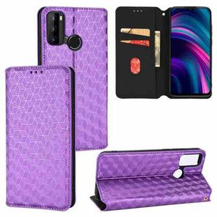 For BLU G51 Plus Cubic Grid Texture Flip Leather Phone Case(Purple)