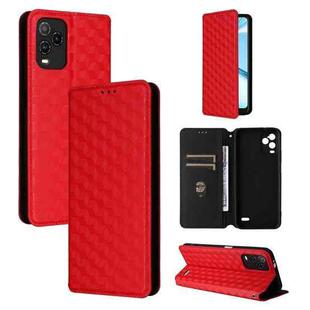 For BLU View 5 Pro Cubic Grid Texture Flip Leather Phone Case(Red)